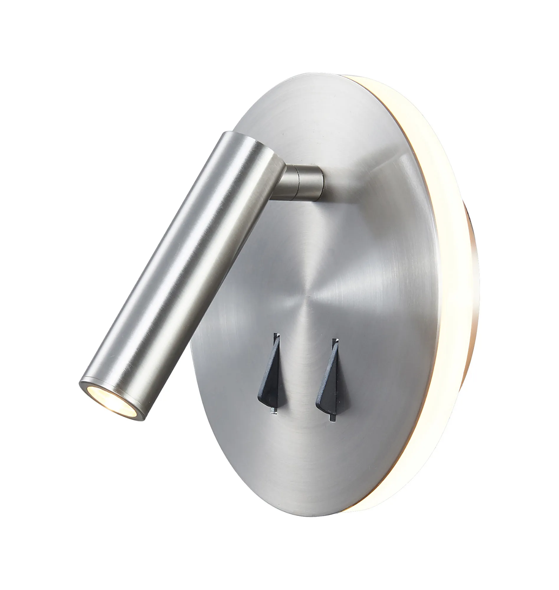 M6081  Cayman Round Wall + Reading Light 6W + 3W LED Switched Satin Nickel